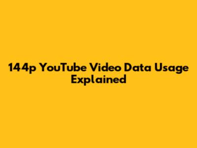 144p YouTube Video Data Usage Explained