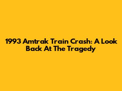 1993 Amtrak Train Crash: A Look Back At The Tragedy