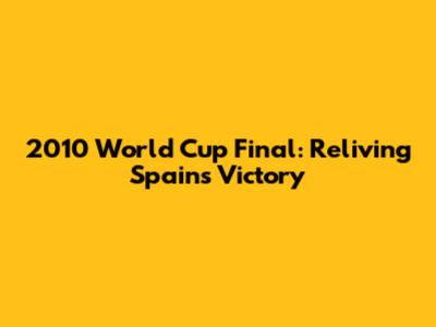2010 World Cup Final: Reliving Spain's Victory