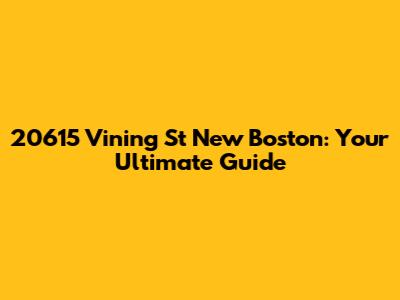 20615 Vining St New Boston: Your Ultimate Guide