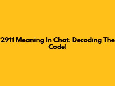 2911 Meaning In Chat: Decoding The Code!