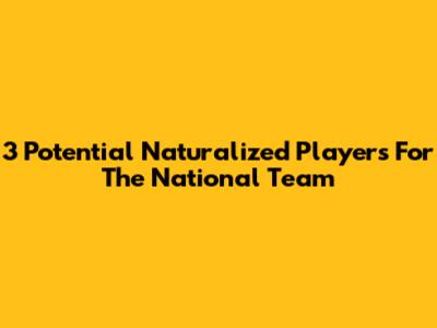 3 Potential Naturalized Players For The National Team