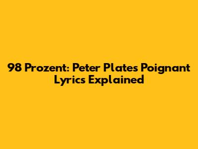 98 Prozent: Peter Plate's Poignant Lyrics Explained