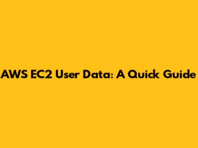 AWS EC2 User Data: A Quick Guide