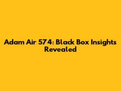 Adam Air 574: Black Box Insights Revealed