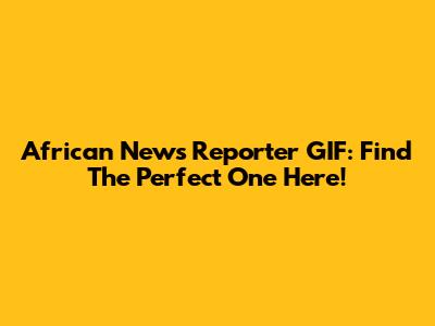 African News Reporter GIF: Find The Perfect One Here!
