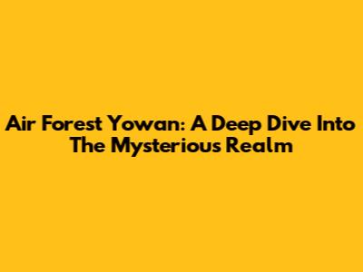 Air Forest Yowan: A Deep Dive Into The Mysterious Realm