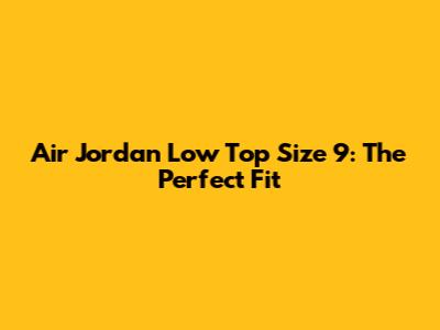 Air Jordan Low Top Size 9: The Perfect Fit