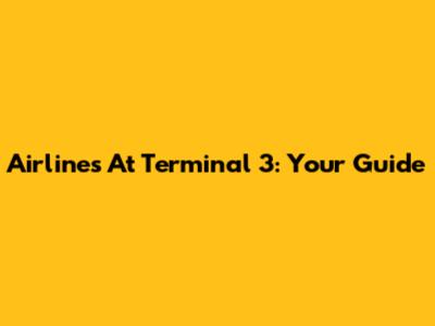 Airlines At Terminal 3: Your Guide