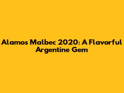Alamos Malbec 2020: A Flavorful Argentine Gem