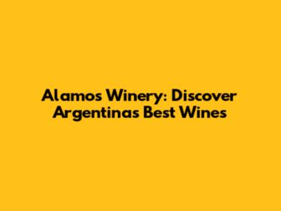 Alamos Winery: Discover Argentina's Best Wines