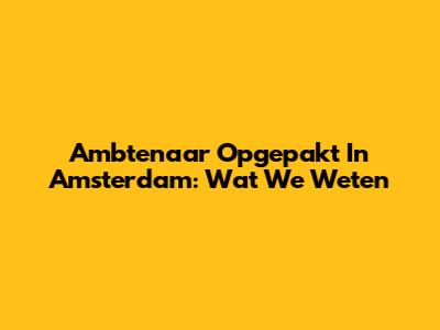 Ambtenaar Opgepakt In Amsterdam: Wat We Weten