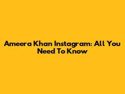 Ameera Khan Instagram: All You Need To Know