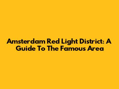 Amsterdam Red Light District: A Guide To The Famous Area