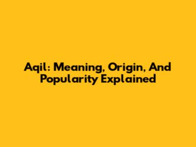 Aqil: Meaning, Origin, And Popularity Explained