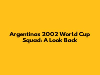 Argentina's 2002 World Cup Squad: A Look Back