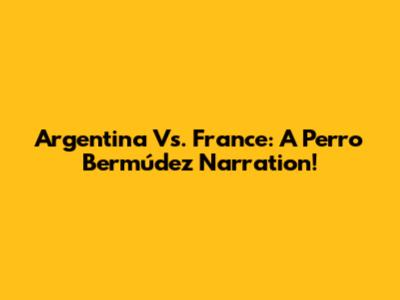 Argentina Vs. France: A Perro Bermúdez Narration!