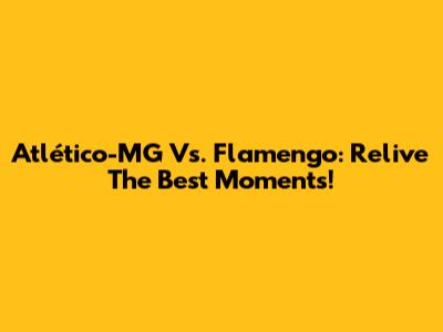 Atlético-MG Vs. Flamengo: Relive The Best Moments!