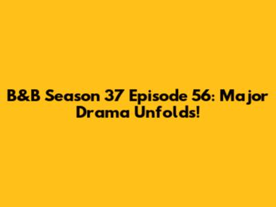 B&B Season 37 Episode 56: Major Drama Unfolds!