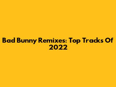 Bad Bunny Remixes: Top Tracks Of 2022