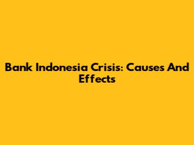 Bank Indonesia Crisis: Causes And Effects