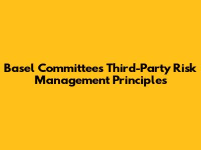 Basel Committee's Third-Party Risk Management Principles