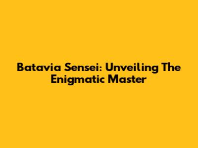 Batavia Sensei: Unveiling The Enigmatic Master