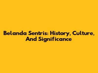 Belanda Sentris: History, Culture, And Significance