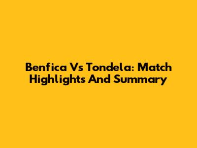 Benfica Vs Tondela: Match Highlights And Summary