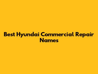 Best Hyundai Commercial Repair Names