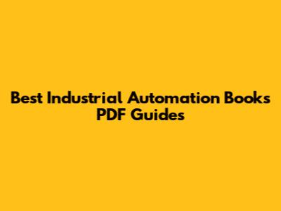 Best Industrial Automation Books PDF Guides