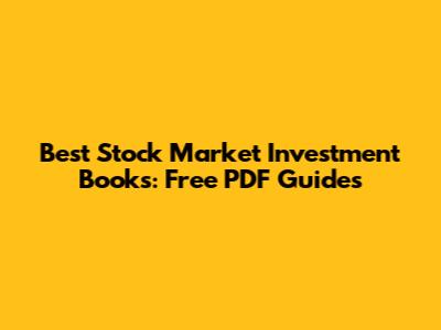 Best Stock Market Investment Books: Free PDF Guides