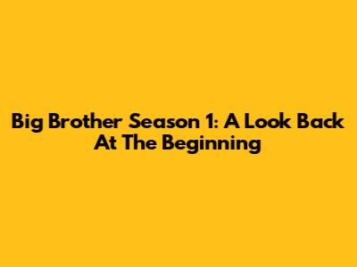 Big Brother Season 1: A Look Back At The Beginning