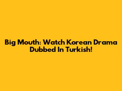 Big Mouth: Watch Korean Drama Dubbed In Turkish!