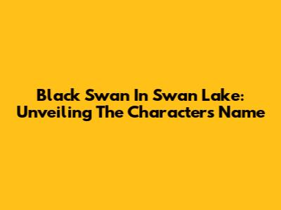 Black Swan In Swan Lake: Unveiling The Character's Name