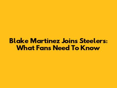 Blake Martinez Joins Steelers: What Fans Need To Know