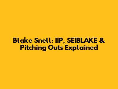 Blake Snell: IIP, SEIBLAKE & Pitching Outs Explained