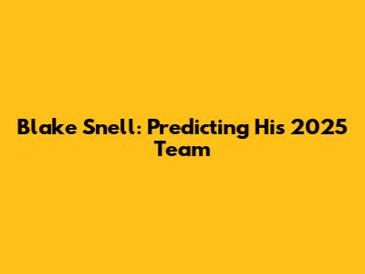 Blake Snell: Predicting His 2025 Team