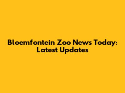 Bloemfontein Zoo News Today: Latest Updates