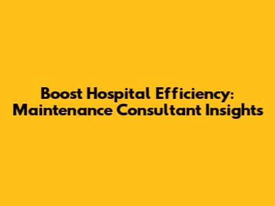 Boost Hospital Efficiency: Maintenance Consultant Insights