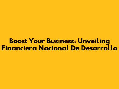 Boost Your Business: Unveiling Financiera Nacional De Desarrollo