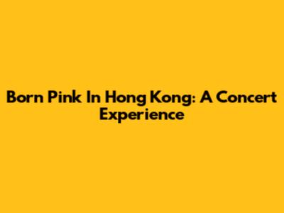 Born Pink In Hong Kong: A Concert Experience