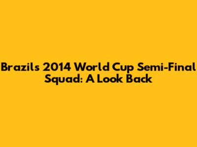 Brazil's 2014 World Cup Semi-Final Squad: A Look Back