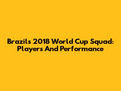 Brazil's 2018 World Cup Squad: Players And Performance