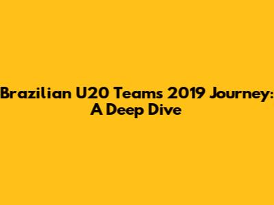 Brazilian U20 Team's 2019 Journey: A Deep Dive