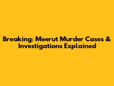 Breaking: Meerut Murder Cases & Investigations Explained