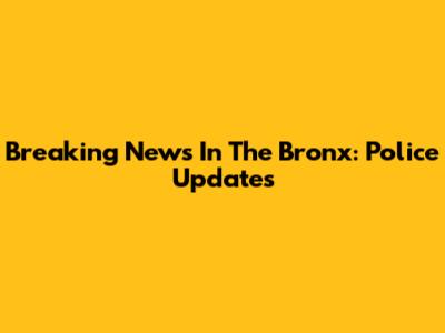 Breaking News In The Bronx: Police Updates