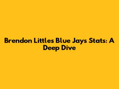 Brendon Little's Blue Jays Stats: A Deep Dive