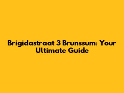 Brigidastraat 3 Brunssum: Your Ultimate Guide
