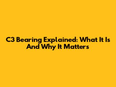 C3 Bearing Explained: What It Is And Why It Matters